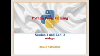 Session 4 - Strings in Python