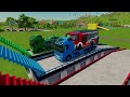 transporting pixar cars u0026 fruits with colored u0026 john deere vs claas vs tractors beamng.drive 983