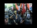 VOICE: Protesters outside US embassy, US military presser