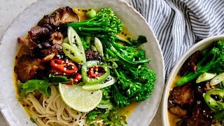 Warming PLANT-BASED Recipes // Coconut noodle soup bowl