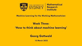 How to think about machine learning: Georg Gottwald