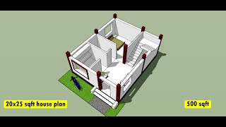 20x25 small house plan design II 500 sqft chota ghar ka naksha II 20x25 ground 3d floor plan