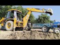 brown 🟤🤎 soil loading eicher tractor trolley using by jcb 3dx backhoe