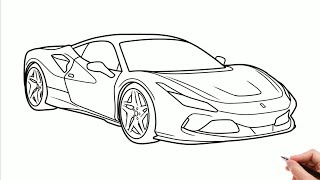 Drawing FERRARI F8 TRIBUTO step by step / How to draw a ferrari f8 2020 sports car easy
