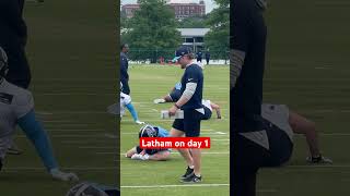 JC Latham stretching out for Day 1 of Titans rookie mini camp