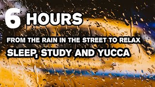 6 hours of light rain on the street from inside the car to relax, sleep, exercise and yucca