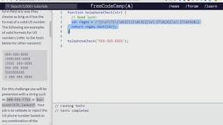 JavaScript Algorithms and Data Structures Projects: Telephone Number Validator