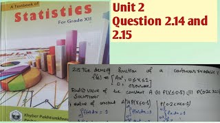 2nd Year Stats Unit 2 Questions 2.14 \u0026 2.15||Kpk Board Statistics Problems