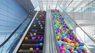 Balls on escalator 2.0 | Blender Rigid body simulation