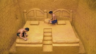 Build Swimming Pool Water Slide With Large Bed Around Secret Underground House - Part 1