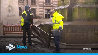 Clean-up operation on George Square after Rangers fans' title celebrations