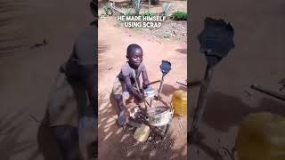 Boy in Africa made his own drum set 👏