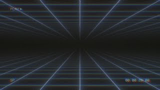 Damaged VHS Tape Glitch Noise of Synthwave Neon Grid Plane Flickers 4K Motion Background for Edits