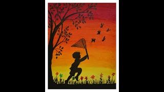Sunset Scenery Drawing with Oil Pastel #shorts #funcrafts