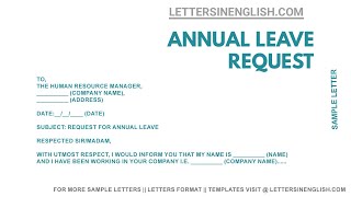 Request Letter for Annual Leave – Sample Letter to HR Regarding Annual Leave