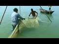 small fish catching freshwater fish in river tropical fishing net trap