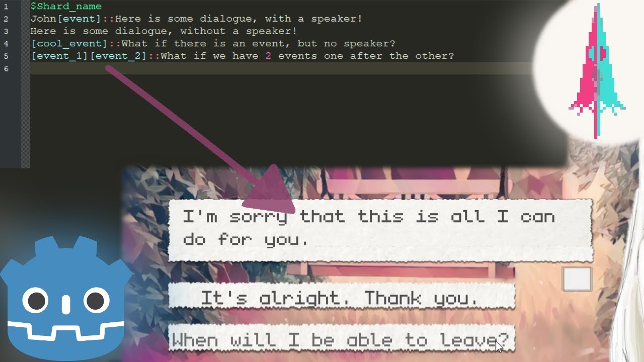 Dialogue scripts. Godot if a>1 and b<10.