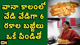 ఒకే పిండితో 6 రకాల బజ్జీలు | 6 Types Of Pakodas With One Batter | Evening Snack|The Telugu HouseWife