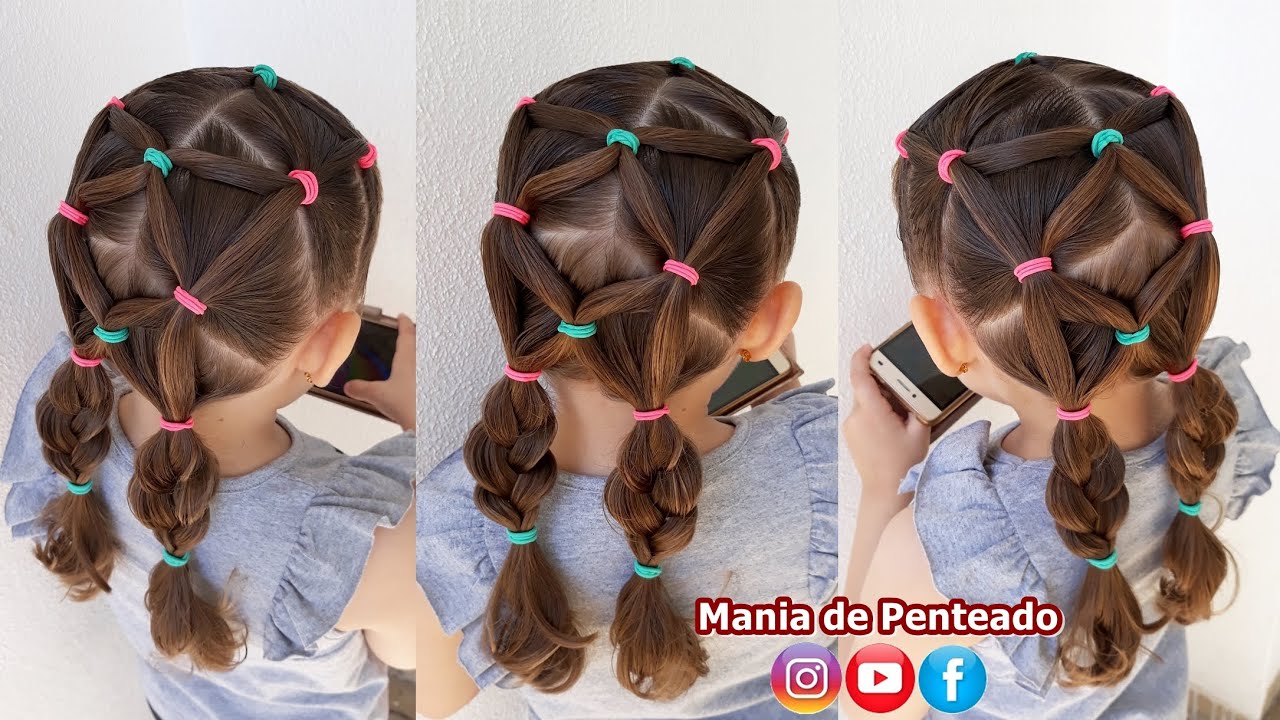 Penteado Infantil Com Elásticos Coloridos E Maria Chiquinha Youtube