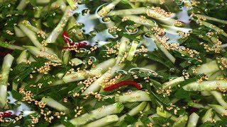 Cucumber perilla leaves cold soup recipe.