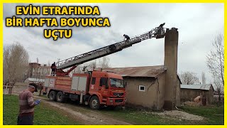 İtfaiyecilerden Evin Etrafında Uçan Leylek için Bacaya Yuva