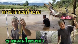 ตกปลาแม่น้ำเมย ชายแดนไทยพม่า Find fish in the Moei River Thai Burmese border #หาปลา