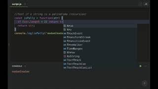 How to test if a string is a palindrome using JavaScript recursion