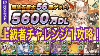 【パズドラ】5600万DL達成記念クエスト（1）上級者チャレンジ1攻略！