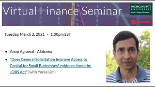 Virtual Finance Seminar - Anup Agrawal - 3/2/2021