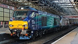 DRS 68016 \u0026 68013 departing Crewe on 0Z70 Etches Park to Gresty Bridge 16/11/2015