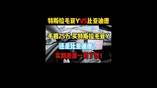 手握25万，买特斯拉毛豆Y还是比亚迪唐？实测差距一目了然！ #特斯拉modely #比亚迪唐 #dou是好车