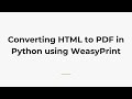 Converting HTML to PDF in Python using WeasyPrint