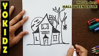How to draw HALLOWEEN CASTLE