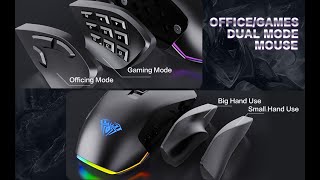 Aula H510 Rgb Gaming Mouse Wired 9 Side Buttons Macro Programmable 10,000dpi Games Office Adjustable