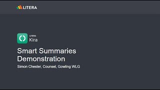 Kira Smart Summaries Demonstration: Litera Webinar Highlight