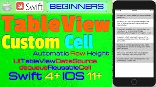 IOS 11, Swift 4, Tutorial : How To Create Dynamic Custom Tableview Cells ( Auto Row Height )