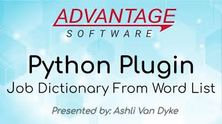 Python Plugin: Job Dictionary From Word List