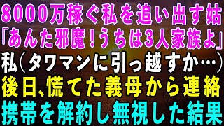 【感動する話】在宅ワークで8000万稼ぐ私をニート扱いし家から追い出す姑「うちは3人家族なのw寄生虫は出て行け」私（タワマンに引っ越すか…）→後日、携帯を解約し無視した結果