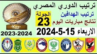 ترتيب الدوري المصري وترتيب الهدافين الجولة 23 اليوم الاربعاء 15-5-2024 - نتائج مباريات اليوم