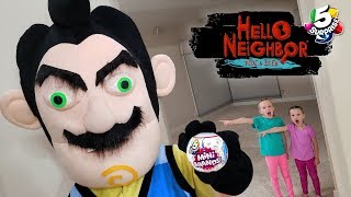 Hello Neighbor in Real Life Scavenger Hunt! 5 Surprise Toy Food vs Real Food Challenge!