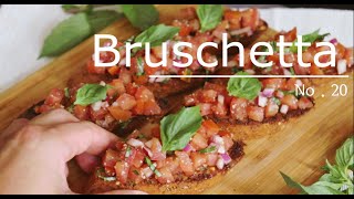 SUB)Tomato and Basil Bruschetta / Italian Traditional Appetizing Food / Baguette