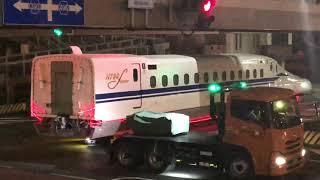 N700S J18編成　1号車陸送 深夜の隠密行動で新幹線陸送を見に行く〜JR東海 新幹線 先頭車両が街を走って豊川の日本車両から浜松まで行く〜