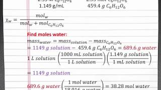 CHEM 201: Solutions - Converting between Molarity and Mole Fraction for Nonelectrolyte
