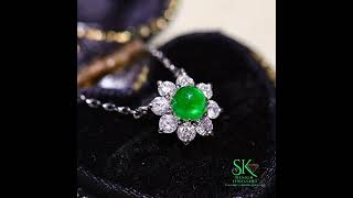 💚  綠寶石鑽石頸鏈 💚   18K金，阿富汗潘傑希爾 Vivid Green 祖母綠，主石0.20-0.28ct，鑽石0.271ct