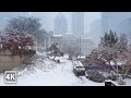 【4K】Snowy Walk in Downtown Vancouver | White Christmas | Canada (Relaxing Sounds Of Snowfall)