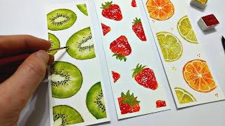 3 HOMEMADE FRUIT BOOKMARKS // Easy watercolor summer fruits tutorial & citrus fr