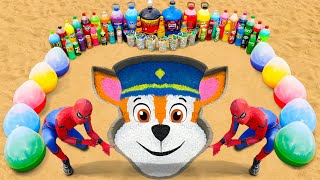 Spiderman \u0026 Big Toothpaste Eruption from Paw Patrol Character, Pepsi, Mirinda, Coca Cola vs Mentos