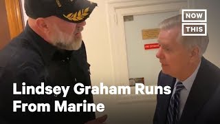 Lindsey Graham Runs From Marine Asking About the Constitution | NowThis