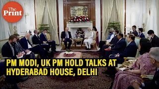 PM Narendra Modi \u0026 UK PM Boris Johnson hold talks at Hyderabad House, Delhi