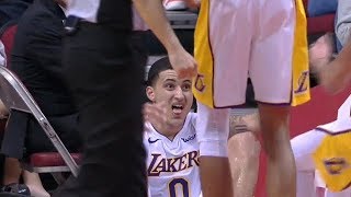 Lonzo Ball slips into Kyle Kuzma trying to help him  up | Rockets vs Lakers